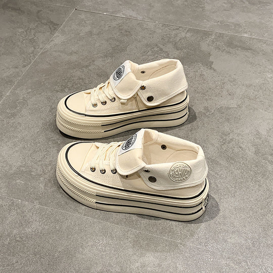Damen High-Top Sneakers mit modischem Plateau und verstellbarem Knöchelriemen R&B