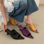 Damen offene Mules mit elegantem Rüschendesign R&B