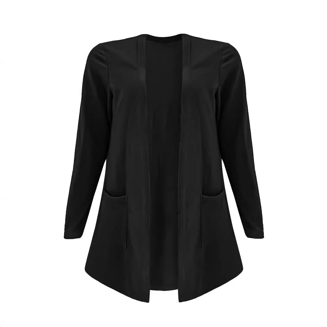 Damen Langarm Cardigan mit praktischen Taschen und offenem Schnitt R&B