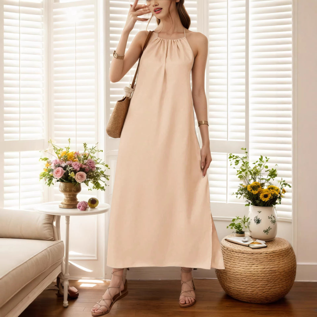 Damen Maxi-Kleid mit elegantem Halterbügel R&B