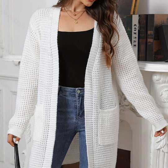 Damen Strickcardigan mit aufgesetzten Taschen und lockerer Passform R&B
