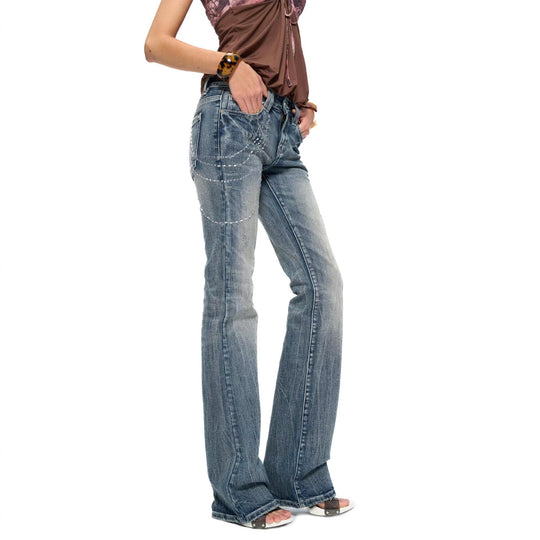 Damen Flared Jeans mit funkelnden Applikationen R&B