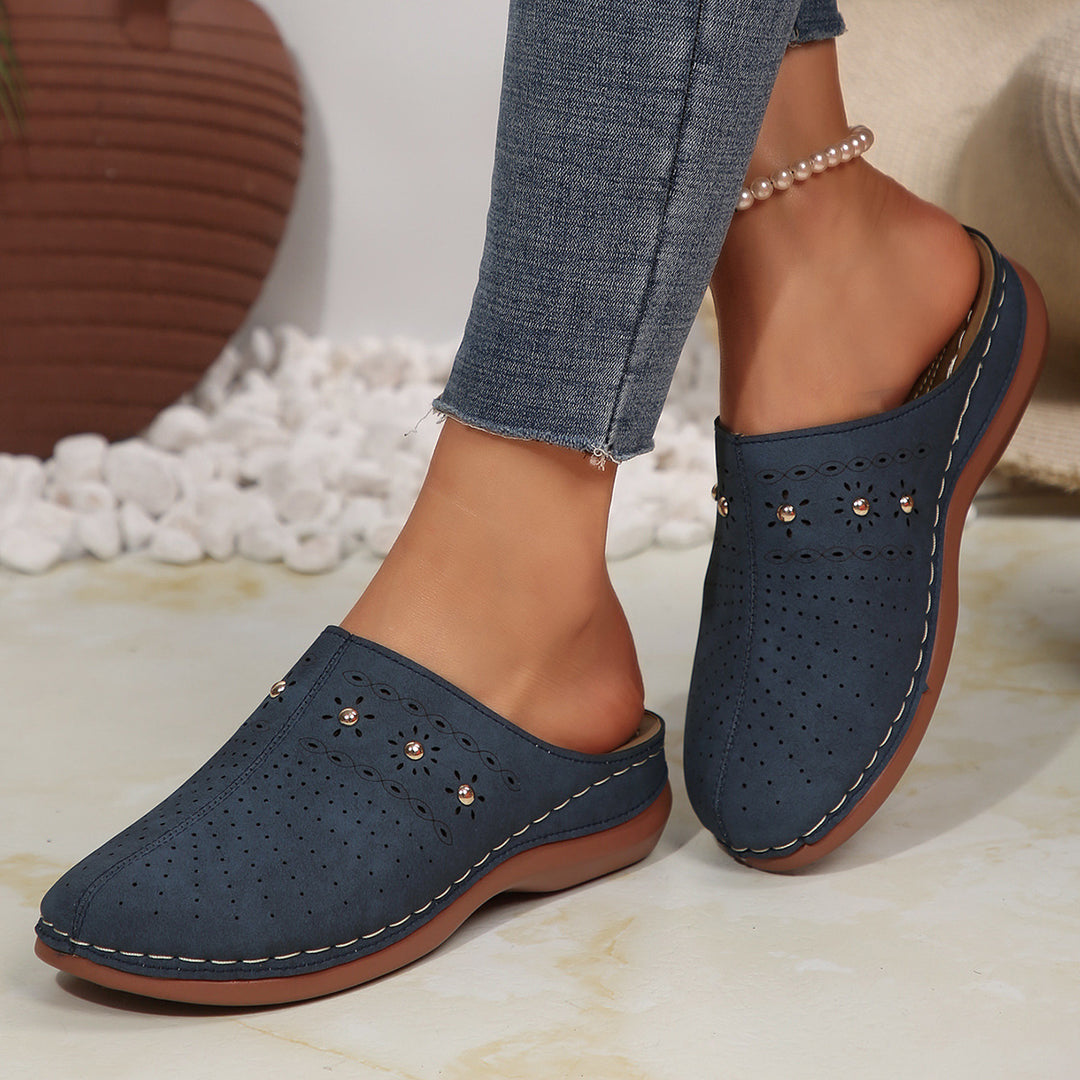 Damen komfortable Clogs mit dekorativen Perforationen R&B
