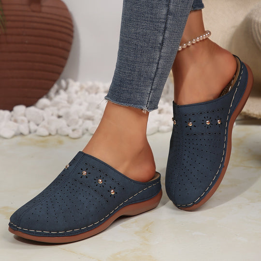Damen komfortable Clogs mit dekorativen Perforationen R&B