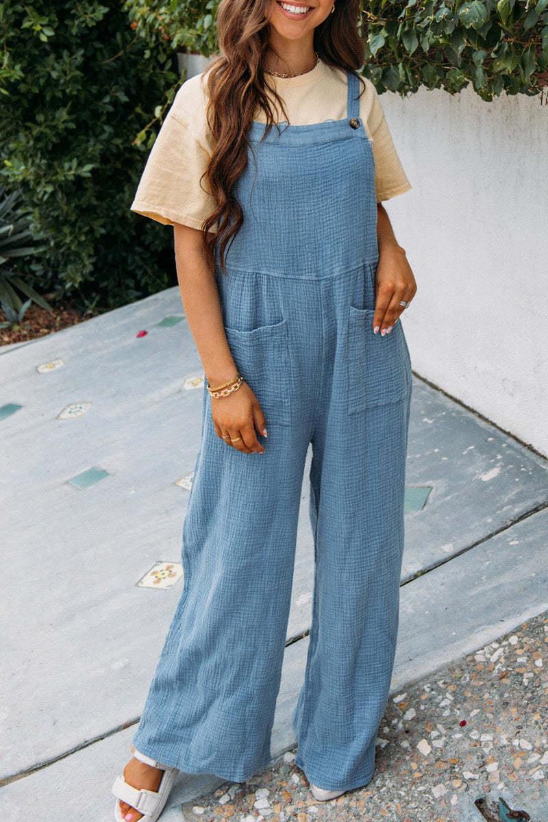 Damen Lässiger Overall mit praktischen Taschen und weitem Bein R&B