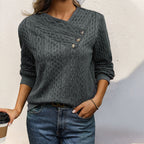 Damen Strickpullover mit dekorativen Knöpfen R&B