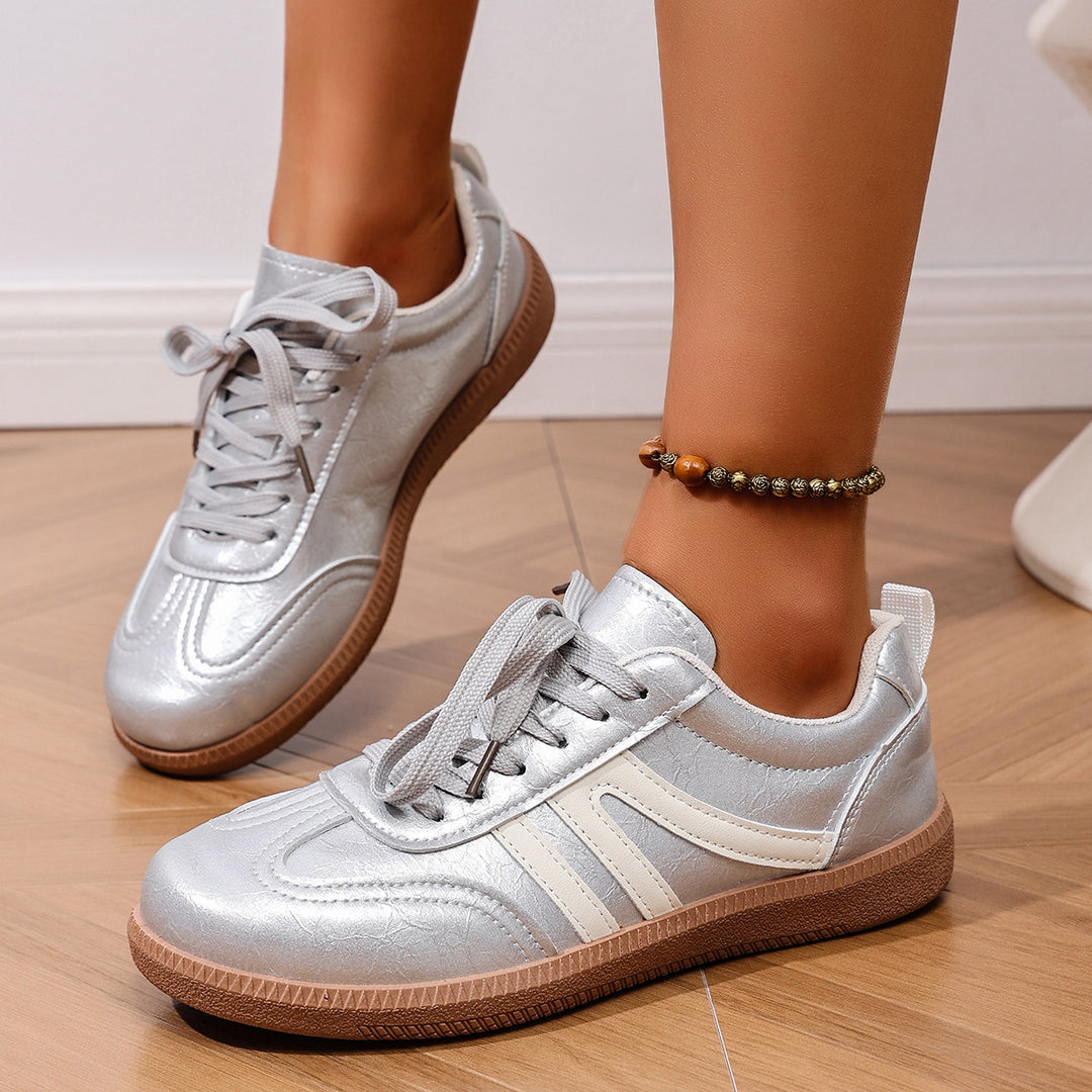 Damen Modische Sneakers mit schimmerndem Obermaterial und rutschfester Sohle R&B