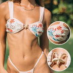 Damen Bikini mit floralen Stickereien und elegantem Knoten R&B