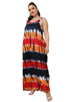 Damen luftiges Maxikleid mit buntem Batikmuster R&B