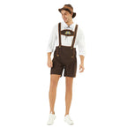 Herren nan kurze Trachtenlederhose mit verstellbaren Trägern und besticktem Brustlatz R&B