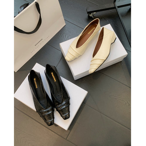 Damen spitze Ballerinas mit elegantem Faltendesign R&B
