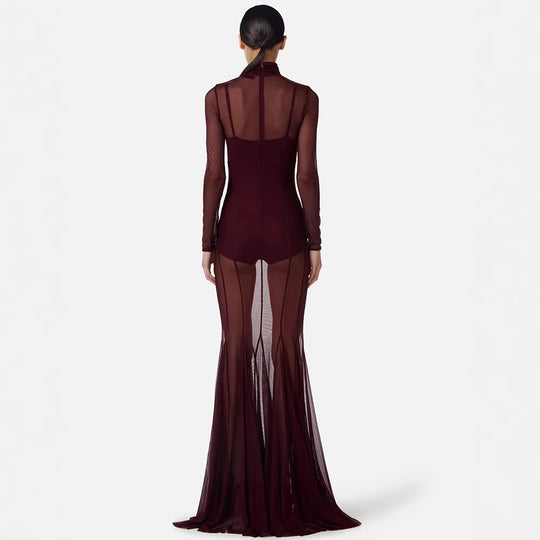 Damen Elegantes und transparentes Abendkleid R&B