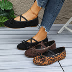 Damen Ballerinas mit verstellbarem Riemendesign und modischem Leopardenmuster R&B