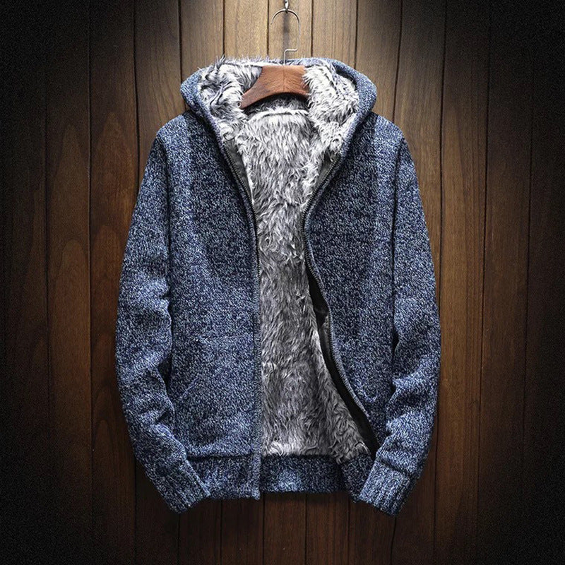 Herren kuschelige Kapuzenjacke mit weichem Innenfutter und seitlichen Eingrifftaschen R&B