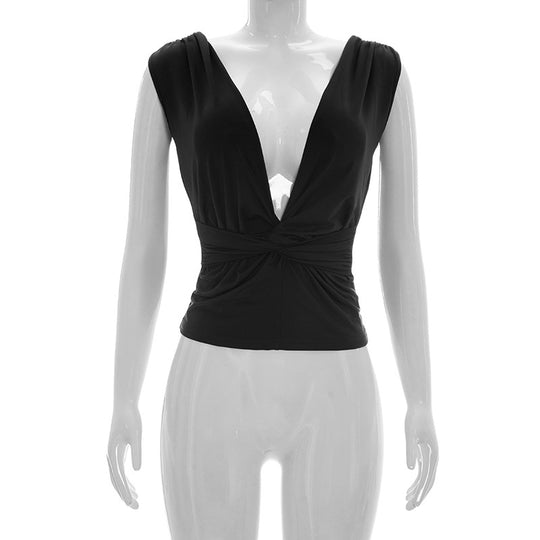 Damen Wickeloberteil mit tiefem V-Ausschnitt und elegantem Knotendetail R&B