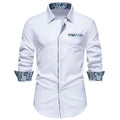 Herren Langarmhemd mit modischem Paisley-Muster an Kragen und Manschetten R&B
