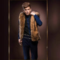 Herren Elegante Kunstpelz-Weste mit tiefem Kragen und luxuriösem Design