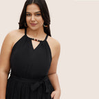 Damen Midikleid mit verstellbarem Träger und elastischem Taillengürtel R&B