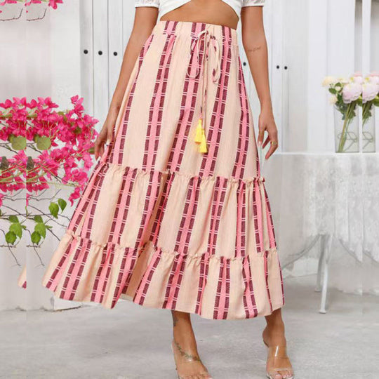 Damen Maxi-Rock mit voluminösen Rüschendetails und knöchellanger Passform R&B
