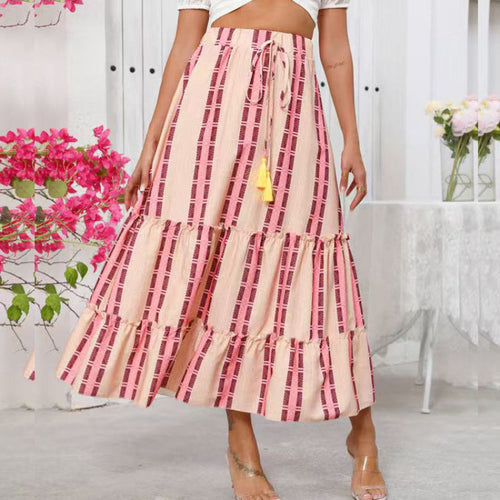 Damen Maxi-Rock mit voluminösen Rüschendetails und knöchellanger Passform R&B