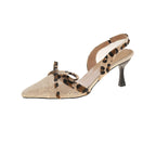Damen elegante Slingback-Pumps mit Spitzennetz und zartem Bogen R&B
