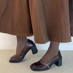 Damen elegante Mary Jane Pumps mit modischem Riemchen und komfortablem Blockabsatz R&B