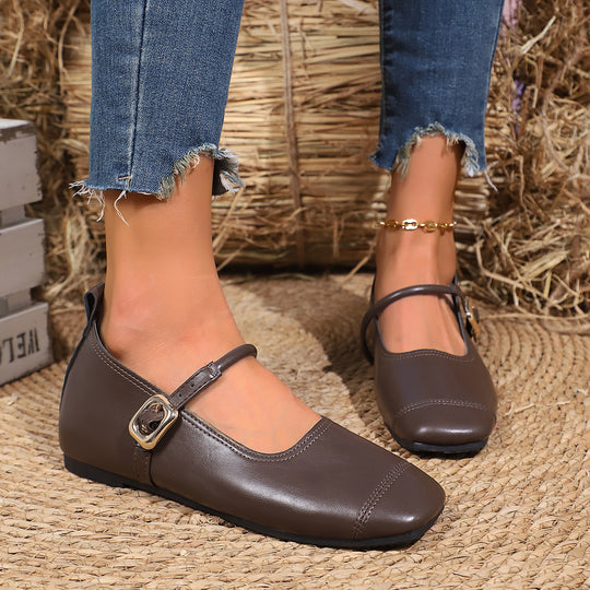 Damen klassische Ballerinas mit elegantem Schnallen-Detail R&B