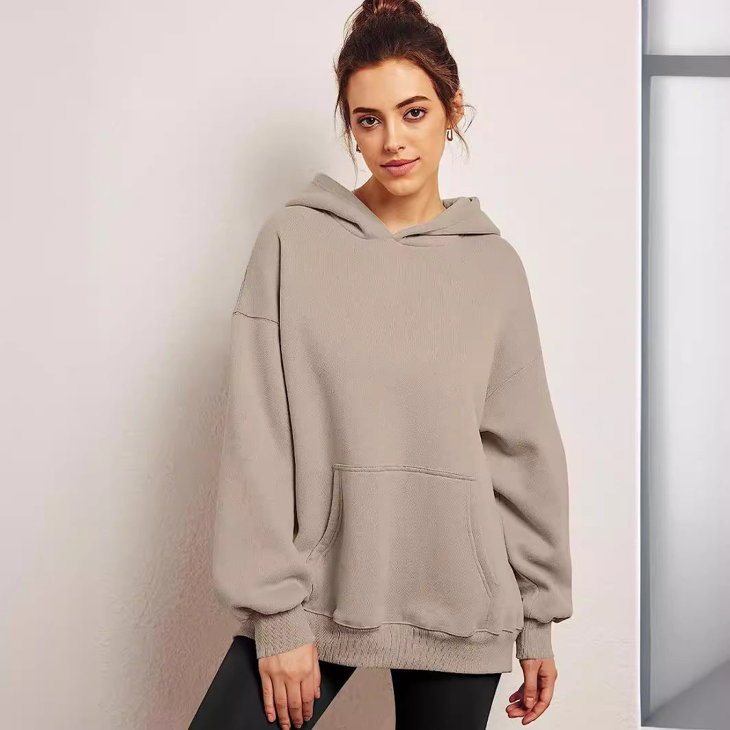 Damen lässiger Oversized Hoodie mit Kängurutasche R&B