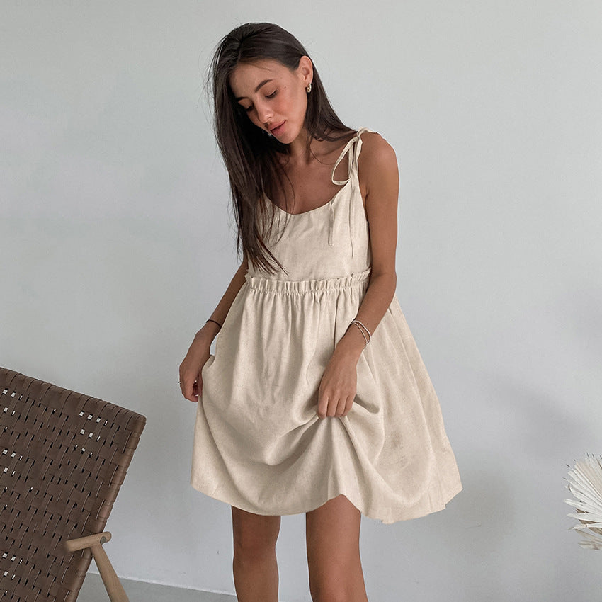 Damen luftiges Sommerkleid mit verstellbaren Trägern und elastischem Bund R&B