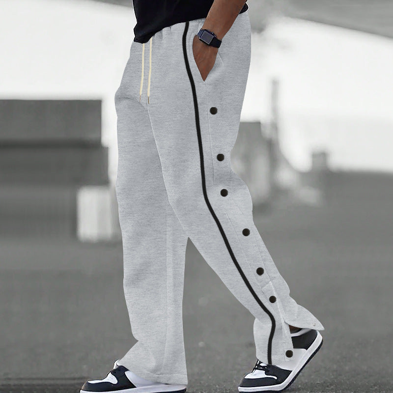 Herren Sportliche Lockere Jogginghose mit Druckknöpfen R&B