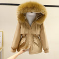 Damen Winterjacke mit funktionalem Reißverschluss und abnehmbarem Kunstpelzkragen R&B