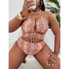 Damen Triangel-Bikini mit raffiniertem Cut-Out und trendigem Schlangenprint R&B