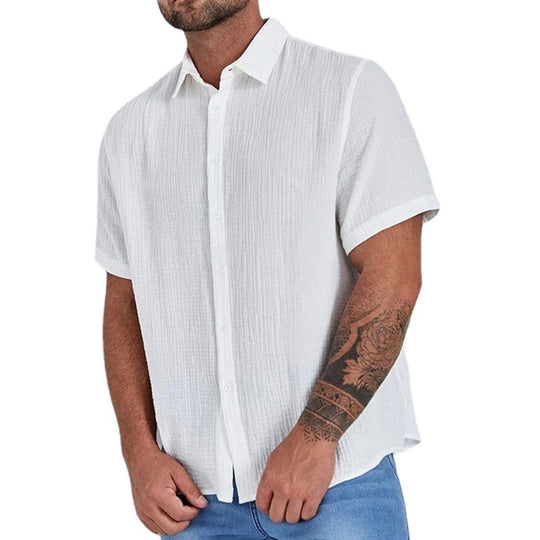Herren kurzarm strukturiertes Hemd mit modernen Knopfdetails R&B