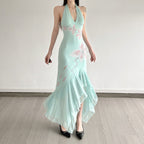 Damen Elegantes Maxikleid mit floralem Design und asymmetrischem Saum R&B