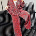 Damen lässiger Jumpsuit mit modischem Leopardenmuster und weitem Schnitt R&B