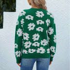R&B | Blumenkariertes Strickoberteil Acryl Bequem, Farbig