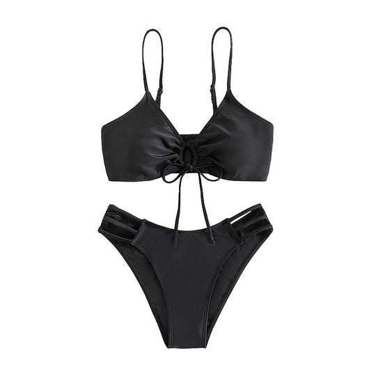 Damen Triangel-Bikini-Set mit Schleifen-Detail und modischen Einschnitten R&B