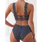 Damen Sportliches Bikini-Set mit hoch geschnittenem Höschen und breiten Trägern