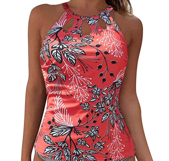 Damen Sportliches Tankini-Oberteil mit modischem Rundhalsausschnitt und Cut-Outs R&B