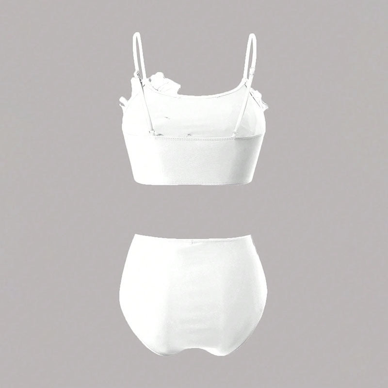 Damen Hoch tailliertes Bikini-Set mit floralem Design R&B