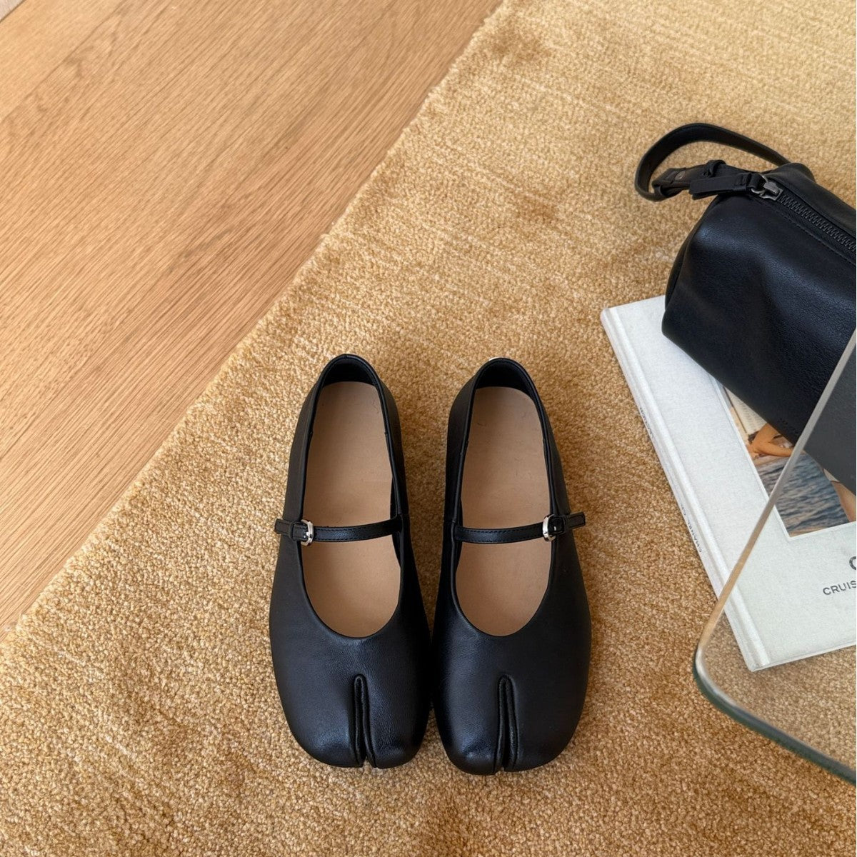 Damen elegante Ballerinas mit verstellbarem Riemchen und weichem Leder R&B