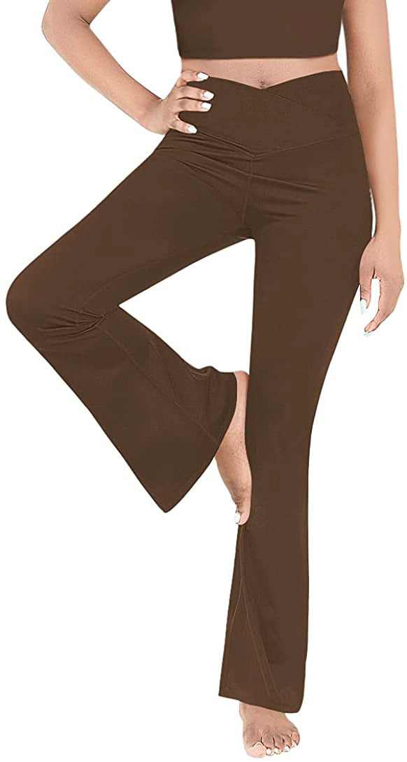 Damen Bootcut Yoga-Hose aus elastischem Material mit hohem Bund R&B