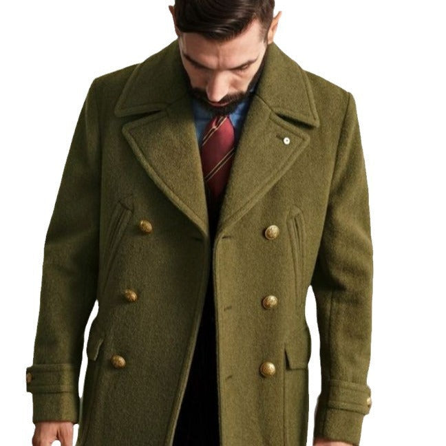 Herren modischer Doppeltbreasted Mantel mit praktischen Taschen R&B