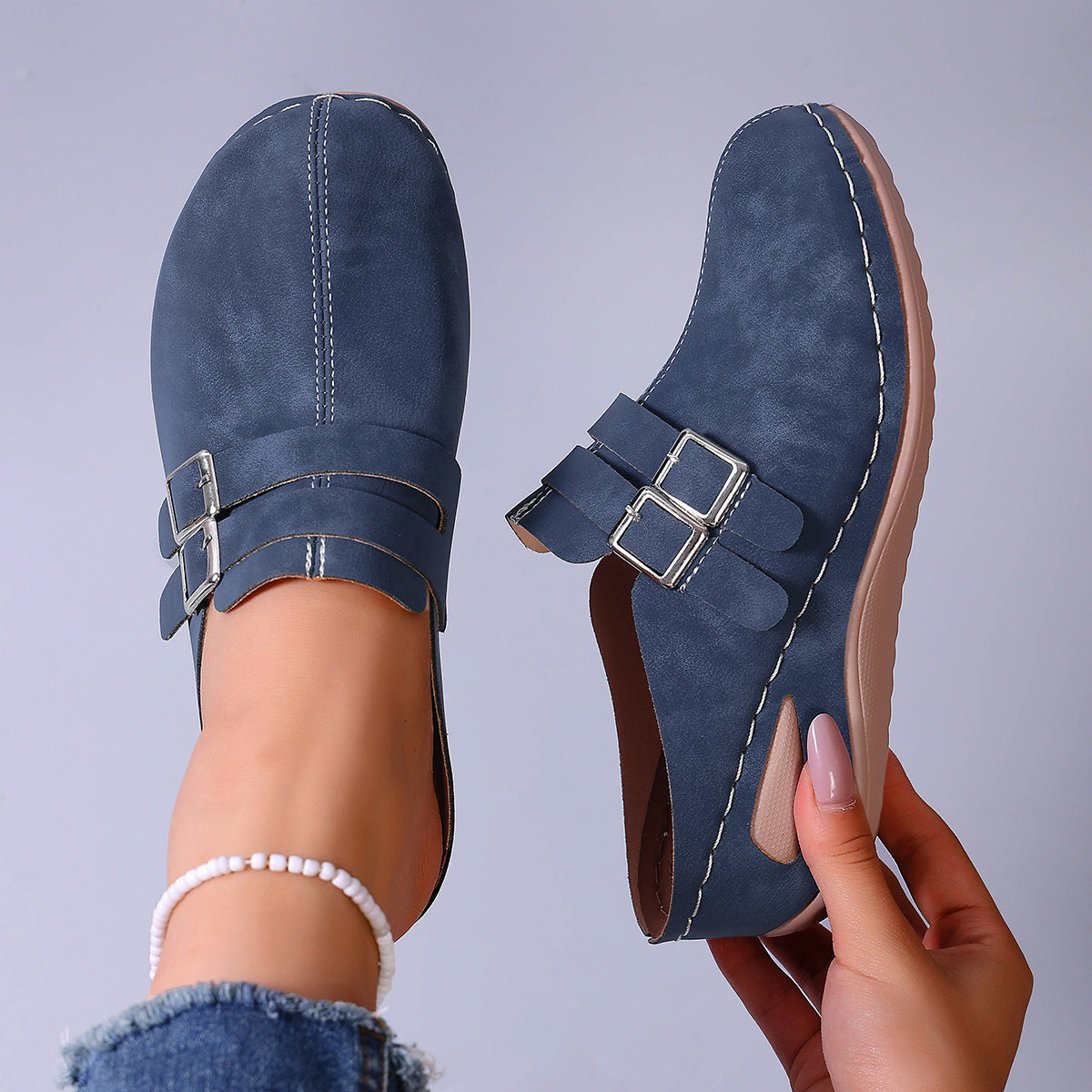 Damen Clogs mit modischem Doppelschnallen-Design und ergonomischer Fußbettung R&B