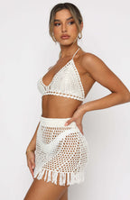 Damen gehäkeltes Bikiniset mit fransigen Details R&B