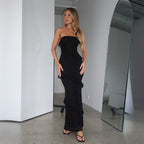 Damen Off-Shoulder Maxikleid mit Rüschendetails und figurbetonter Silhouette R&B
