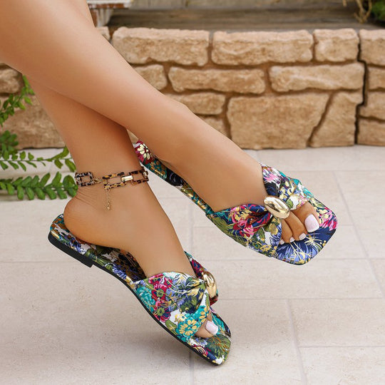 Damen Modische Sandalen mit dekorativem Knoten und glänzendem Detail R&B