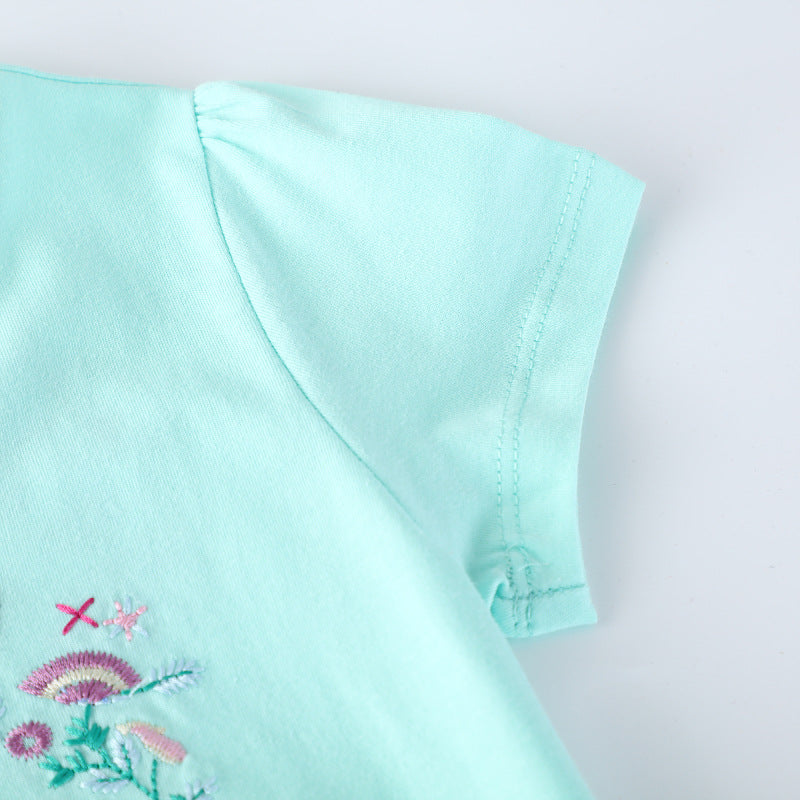 Mädchen Kurzarm Freizeitkleid mit bezauberndem Einhorn-Design R&B