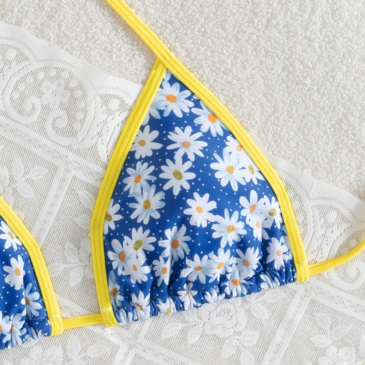Damen Blumenmuster Bikini-Set mit verstellbaren Trägern und hohem Beinausschnitt R&B