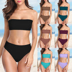 Damen Bandeau-Bikini mit hochgeschnittenem Unterteil